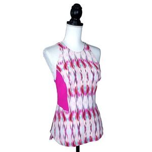 Charlie Jade 100% Silk Pink Print Sleeveless Racerback Dressy Tank Top Size XS